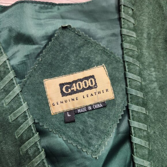 ⭐️ G4000 Green Genuine Leather Button Vest - Picture 3 of 10